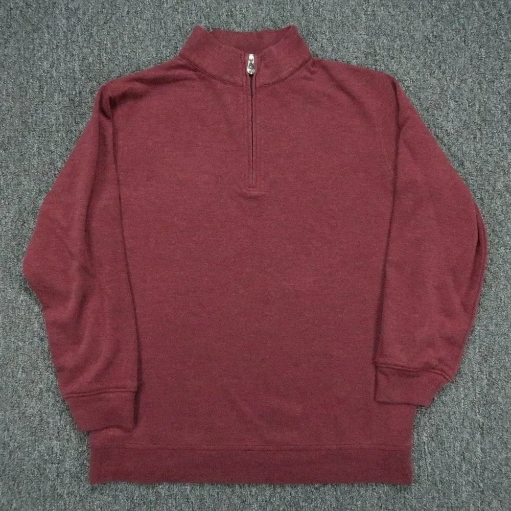 Peter Millar Pullover Mens Medium Red Interlock Ottoman Quarter Zip Sweater